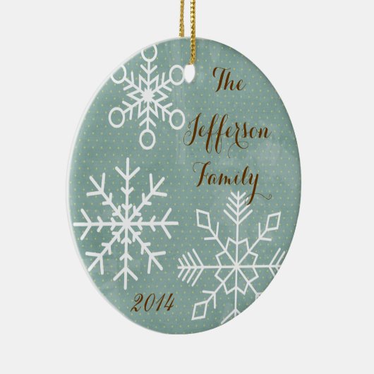 Gepersonaliseerde kerst sneeuwvlok familie Ornamen Keramisch Ornament (Rechts)
