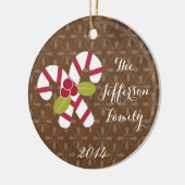 Gepersonaliseerde kerst snoep riet familie Ornamen Keramisch Ornament (Links)
