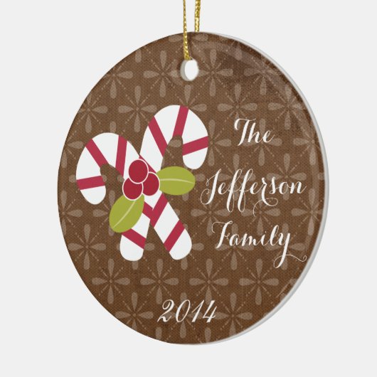 Gepersonaliseerde kerst snoep riet familie Ornamen Keramisch Ornament (Links)