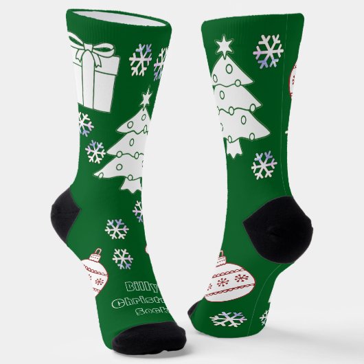 Gepersonaliseerde Kerst Sokken - Groen (Gebogen)