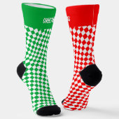 Gepersonaliseerde Kerst Sokken, Groen / Rood Sokken (Gebogen)