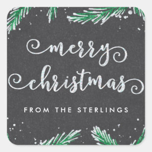 Gepersonaliseerde Kerst stickers   Glitterlook