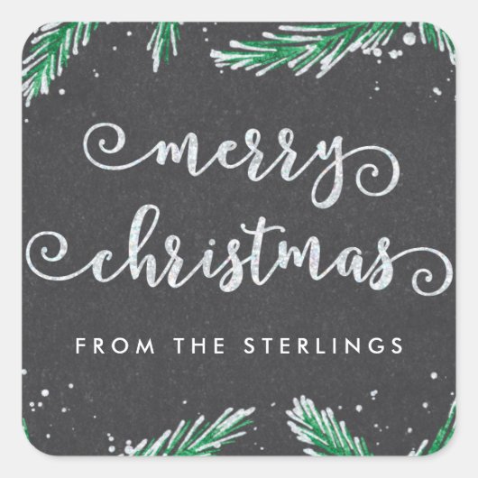 Gepersonaliseerde Kerst stickers | Glitterlook (Voorkant)