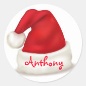 Gepersonaliseerde Kerst stickers / Santa Hat (Voorkant)