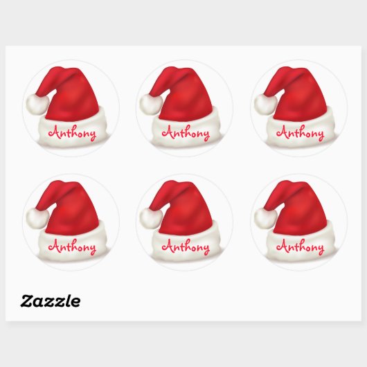 Gepersonaliseerde Kerst stickers / Santa Hat (Vel)