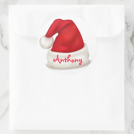 Gepersonaliseerde Kerst stickers / Santa Hat (Tas)