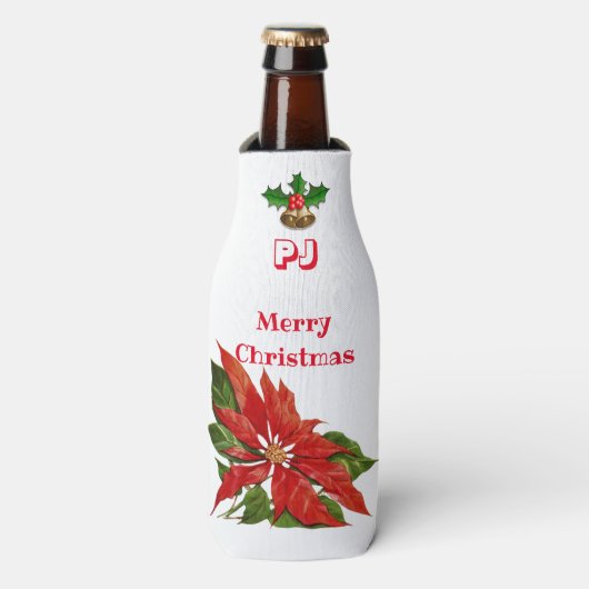 Gepersonaliseerde Kerst Stubby Houder Flesjeskoeler (Fles Voorkant)