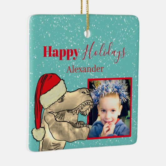 Gepersonaliseerde Kerst T-Rex Dinosaurus Kinder Fo Keramisch Ornament (Rechts)