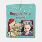 Gepersonaliseerde Kerst T-Rex Dinosaurus Kinder Fo Keramisch Ornament (Links)
