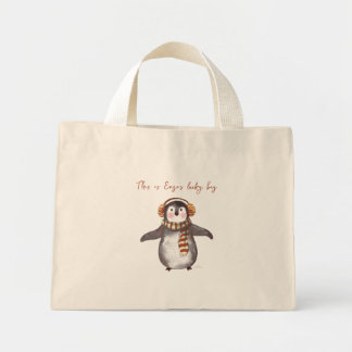 Gepersonaliseerde kerst Tas. Pinguïn tas met naam