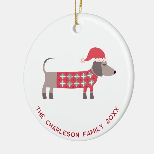 Gepersonaliseerde Kerst Teckel Hond Fun Keramisch Ornament (Links)