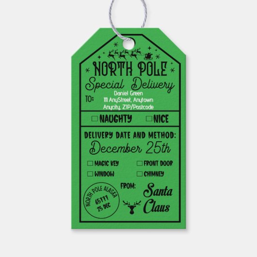 Gepersonaliseerde Kerst Tick Box Naughty Nice Cadeaulabel (Voorkant)