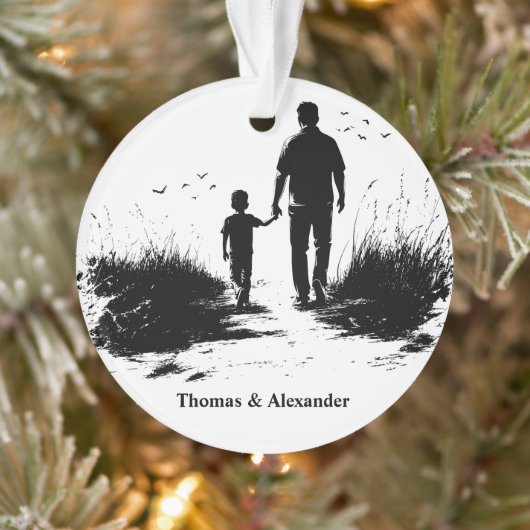 Gepersonaliseerde Kerst Vader & Zoon Ornament (Boom)