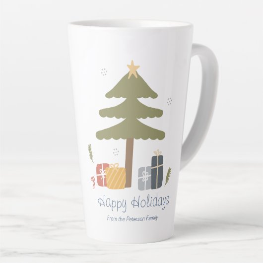 Gepersonaliseerde Kerst Vakantie Corporate Party Latte Mok (Rechterhoek)