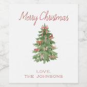 Gepersonaliseerde Kerst Vakantie Fles Gift Label Wijn Etiket (Enkel label)