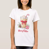 Gepersonaliseerde Kerst Vakantie Iced Coffee Latte T-shirt (Voorkant)