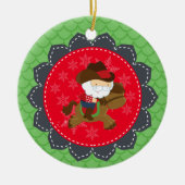 Gepersonaliseerde kerst van cowboy Santa Riding Ho Keramisch Ornament (Voorkant)