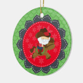 Gepersonaliseerde kerst van cowboy Santa Riding Ho Keramisch Ornament (Links)
