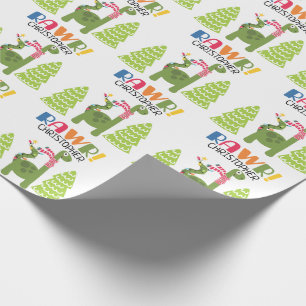 Gepersonaliseerde kerst van Cute Dinosaur Cadeaupapier