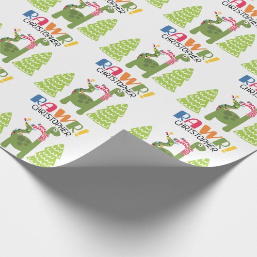 Gepersonaliseerde kerst van Cute Dinosaur Cadeaupapier (Hoek)