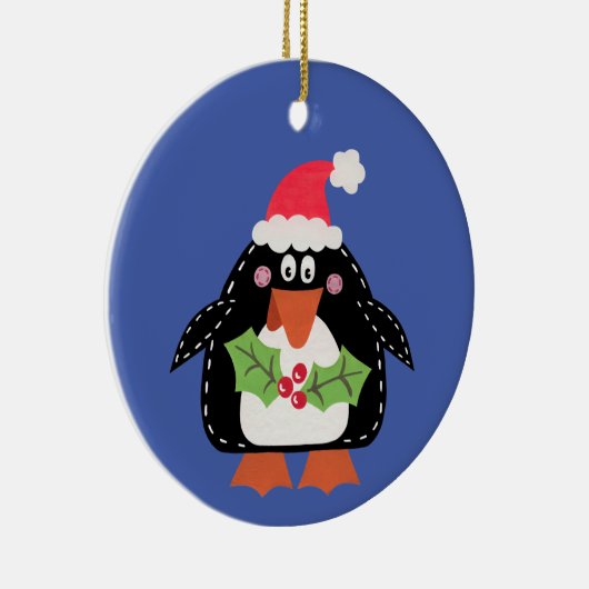 Gepersonaliseerde kerst van de Cute Penguin Keramisch Ornament (Rechts)