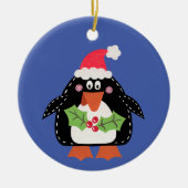 Gepersonaliseerde kerst van de Cute Penguin Keramisch Ornament (Voorkant)