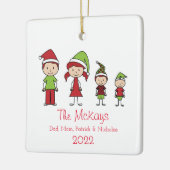 Gepersonaliseerde kerst van de Familie Keepomwille Keramisch Ornament (Links)