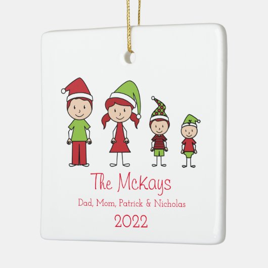 Gepersonaliseerde kerst van de Familie Keepomwille Keramisch Ornament (Links)