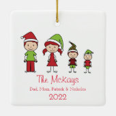 Gepersonaliseerde kerst van de Familie Keepomwille Keramisch Ornament (Achterkant)