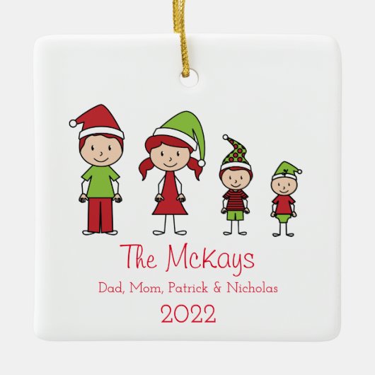 Gepersonaliseerde kerst van de Familie Keepomwille Keramisch Ornament (Voorkant)