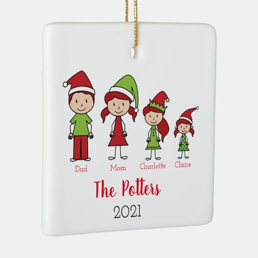 Gepersonaliseerde kerst van de Familie Keepomwille Keramisch Ornament (Rechts)