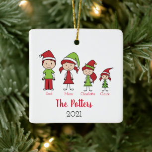 Gepersonaliseerde kerst van de Familie Keepomwille Keramisch Ornament