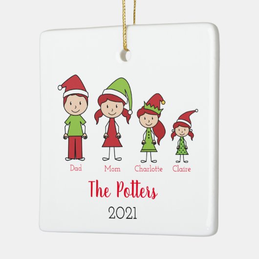 Gepersonaliseerde kerst van de Familie Keepomwille Keramisch Ornament (Links)