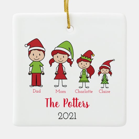 Gepersonaliseerde kerst van de Familie Keepomwille Keramisch Ornament (Voorkant)