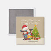 Gepersonaliseerde kerst van de pretfamilie | Magne Magneet (Voorkant / Achterkant)