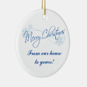 Gepersonaliseerde kerst van ons huis naar het jouw keramisch ornament (Rechts)