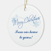 Gepersonaliseerde kerst van ons huis naar het jouw keramisch ornament (Links)