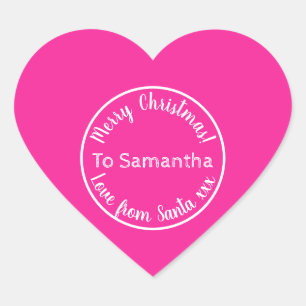 Gepersonaliseerde kerst van Santa Hot Pink Hart Sticker
