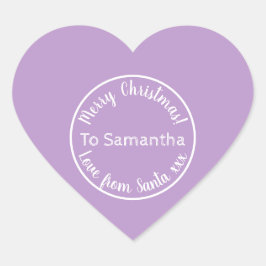 Gepersonaliseerde kerst van Santa Paarse Lila Hart Sticker