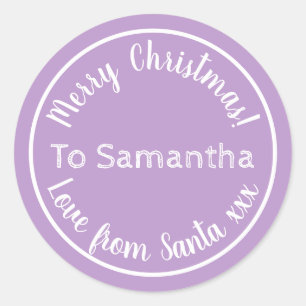 Gepersonaliseerde kerst van Santa Paarse Lila Ronde Sticker
