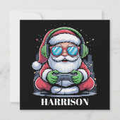 Gepersonaliseerde Kerst Videospel Santa Xmas Feestdagenkaart (Voorkant)