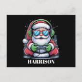 Gepersonaliseerde Kerst Videospel Santa Xmas Feestdagenkaart (Voorkant)