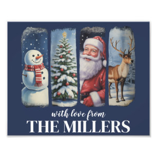 Gepersonaliseerde Kerst Vintage Santa Claus Snowma Foto Afdruk