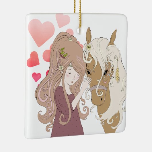 Gepersonaliseerde kerst voor meisjes, paarden en h keramisch ornament (Rechts)