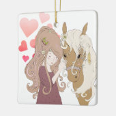 Gepersonaliseerde kerst voor meisjes, paarden en h keramisch ornament (Links)
