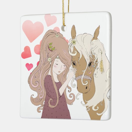 Gepersonaliseerde kerst voor meisjes, paarden en h keramisch ornament (Links)