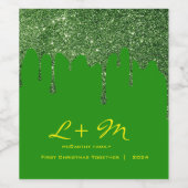 Gepersonaliseerde Kerst Wijn Label – Green Glitter Wijn Etiket (Enkel label)