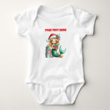 Gepersonaliseerde Kerst Zeemeermin Baby's Bodysuit