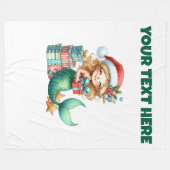 Gepersonaliseerde Kerst Zeemeermin Fleece Babydeke (Voorkant (Horizontaal))