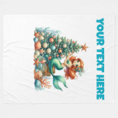 Gepersonaliseerde Kerst Zeemeermin Fleece Babydeke Deken (Voorkant (Horizontaal))